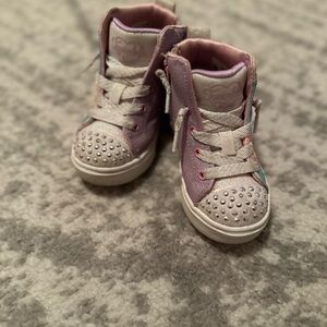 Kids Purple and White High-Top Shoes